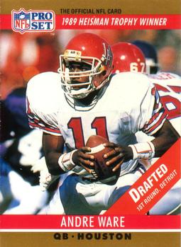 Andre Ware Detroit Lions 1990 Pro set NFL Rookie Card #19